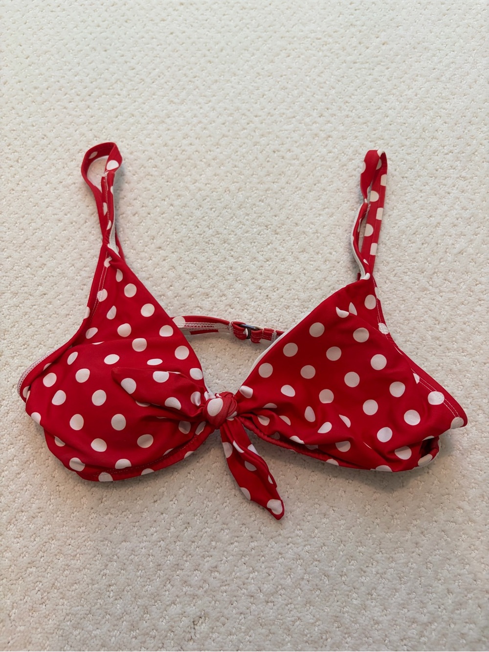 ANTHROPOLOGIE ALLIHOP Polka Dot Bow Front Bikini Top - Red & White Women’s Small